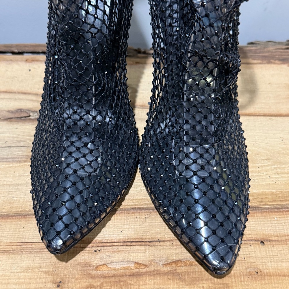 CHARLES DAVID Pursue Black Mesh Sequin‎ Bootie Size 7.5 A41 - Picture 6 of 11